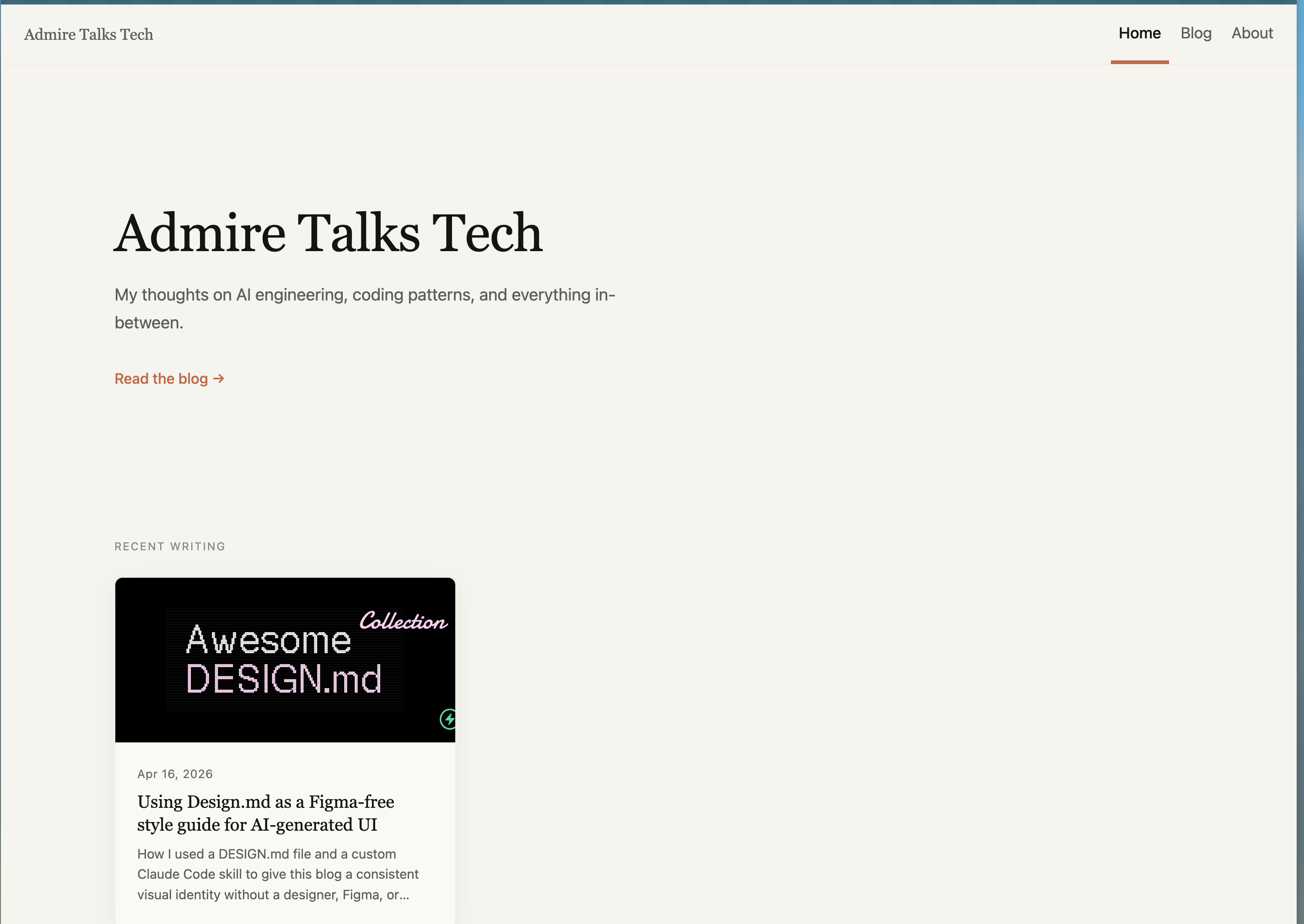 Blog design after DESIGN.md